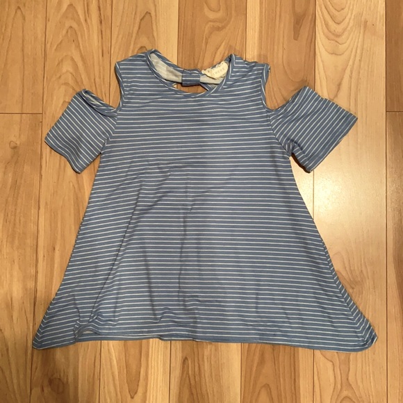 Blue and white striped top. Fits like a small - Picture 1 of 2
